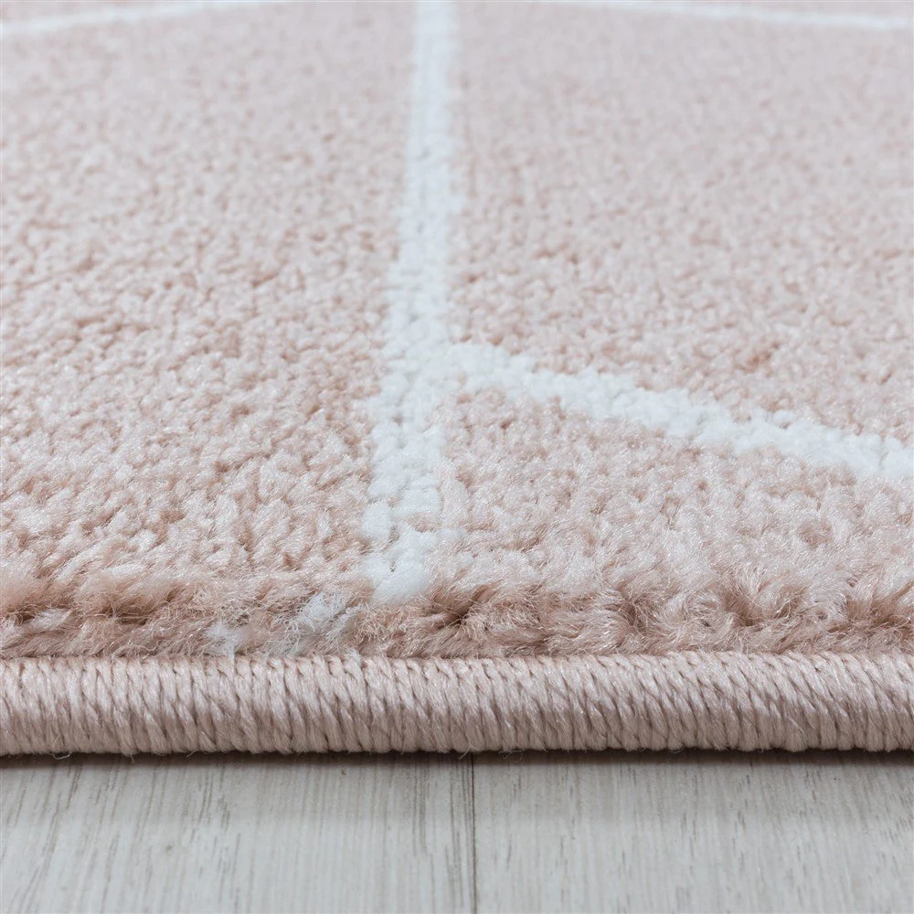 Wohnzimmerteppich Kurzflor Teppich Design Geometrische Linien Rose - Image 5
