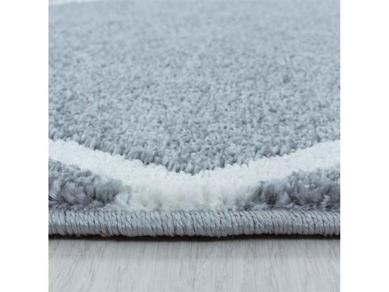Kurzflor Teppich Silber | Modernes Rauten-Linienmuster - Image 5