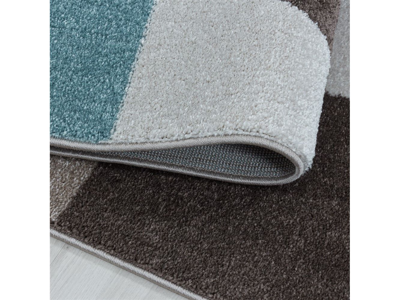 Wohnzimmerteppich Kurzflor Teppich Design Zipcode Dreieck Trapez Blau - Image 4