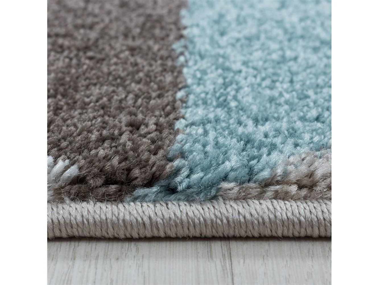 Wohnzimmerteppich Kurzflor Teppich Design Zipcode Dreieck Trapez Blau - Image 5
