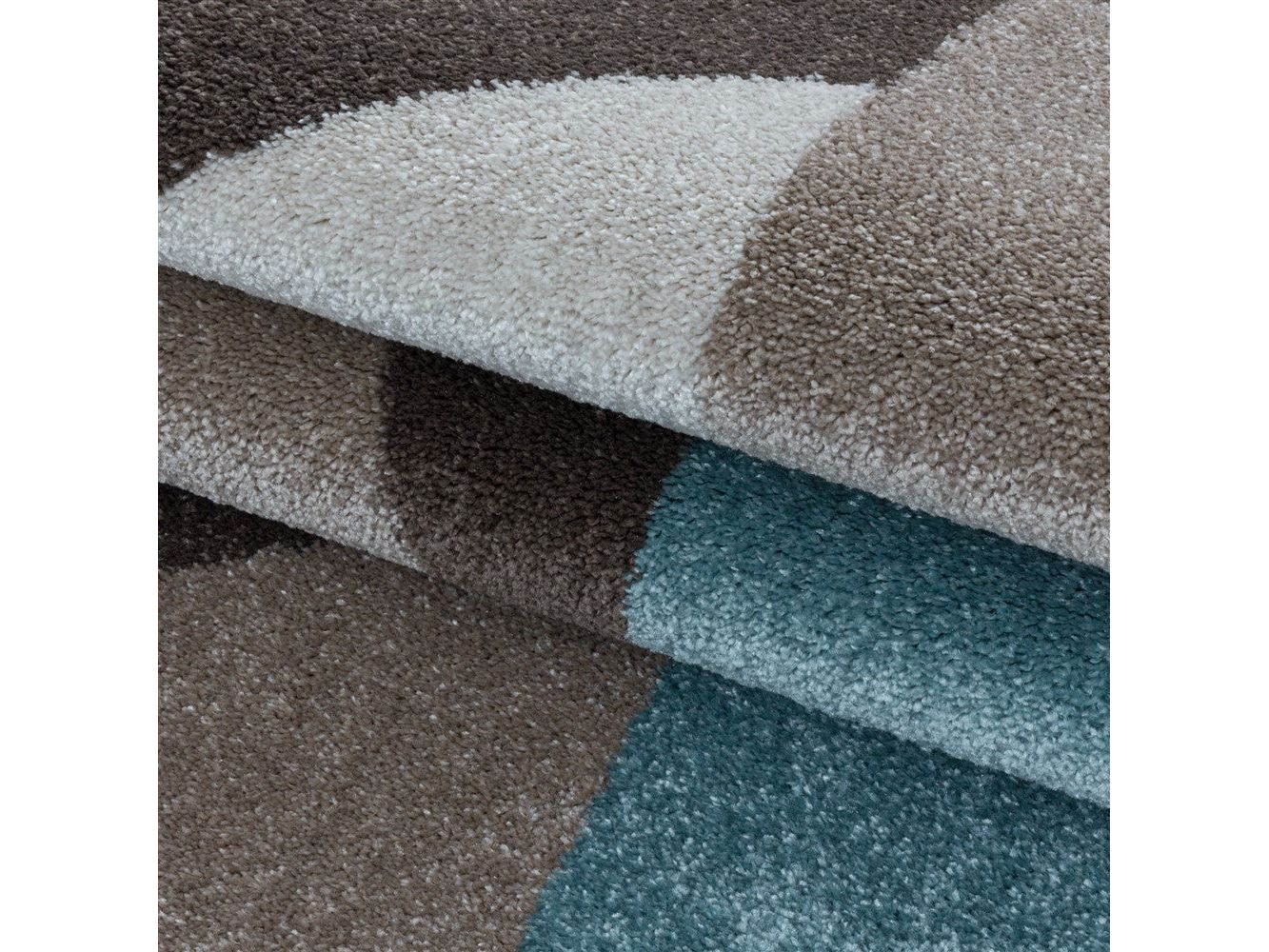 Wohnzimmerteppich Kurzflor Teppich Design Zipcode Dreieck Trapez Blau - Image 6