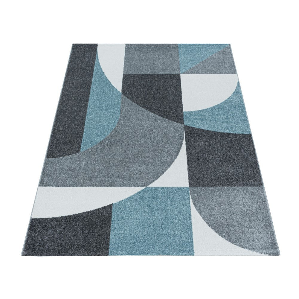 Wohnzimmerteppich Kurzflor Teppich Design Zipcode Muster Abstrakt Blau - Image 2