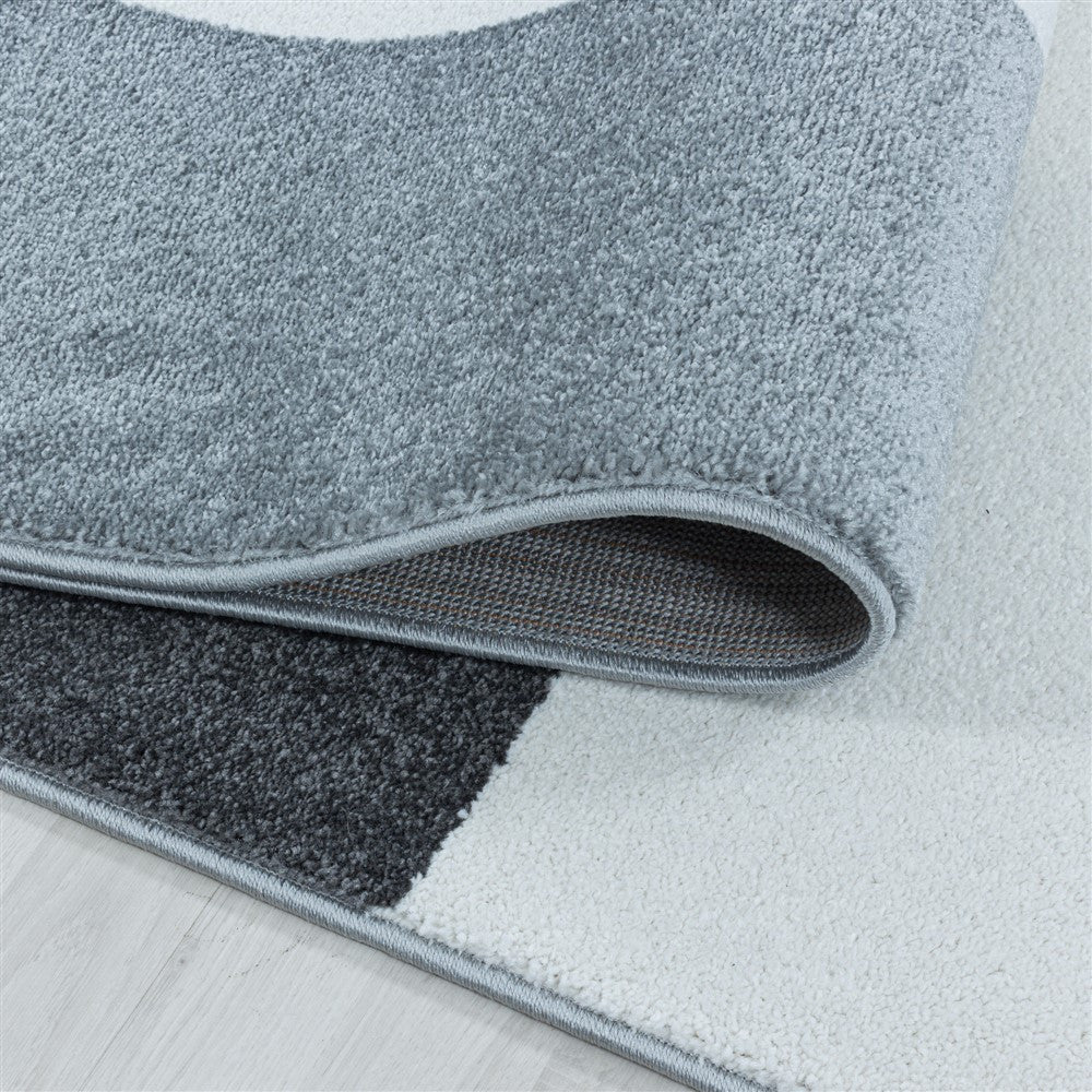 Wohnzimmerteppich Kurzflor Teppich Design Zipcode Muster Abstrakt Grau - Image 5
