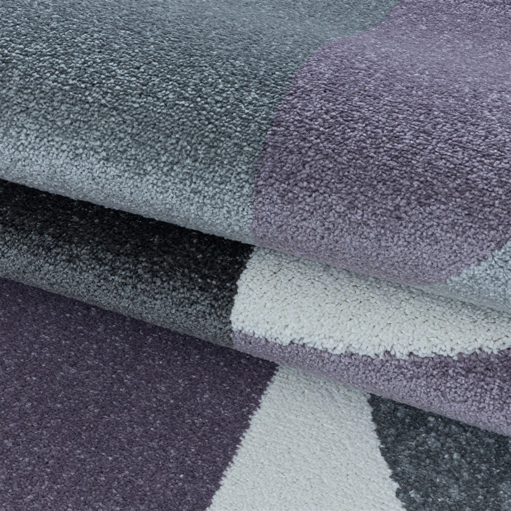 Wohnzimmerteppich Kurzflor Teppich Design Zipcode Muster Abstrakt Violet - Image 6