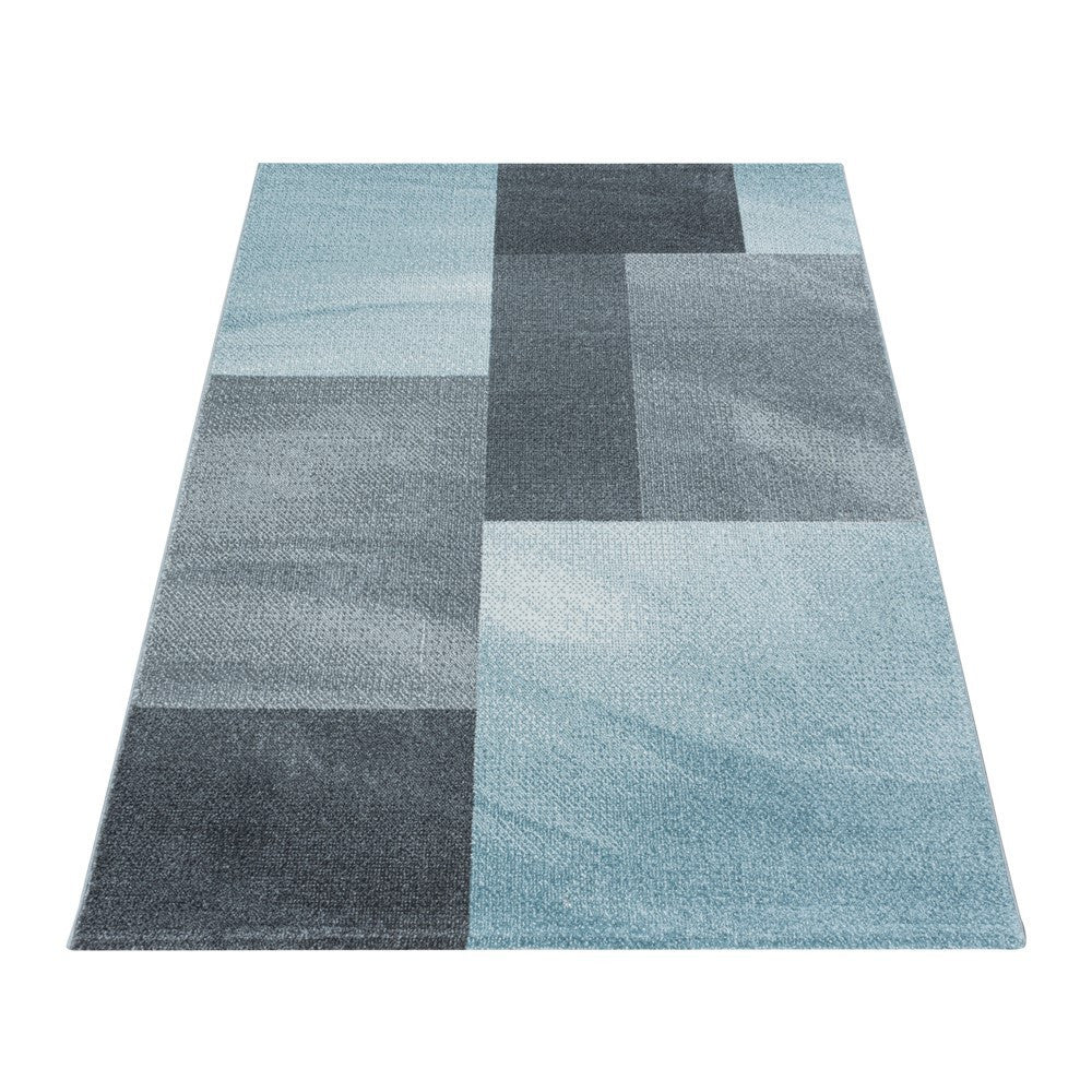 Wohnzimmerteppich Kurzflor Teppich Design Zipcode Muster Rechteck Blau - Image 3