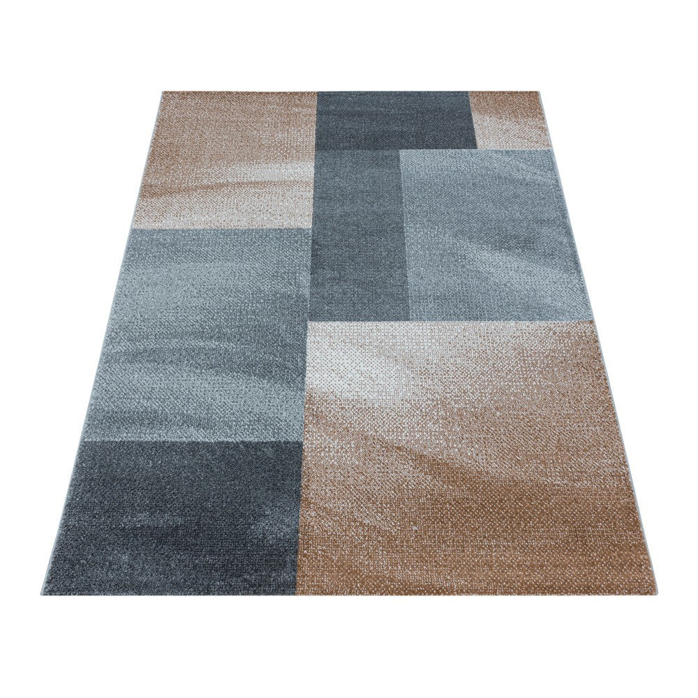 Wohnzimmerteppich Kurzflor Teppich Design Zipcode Muster Rechteck Kupfer - Image 3