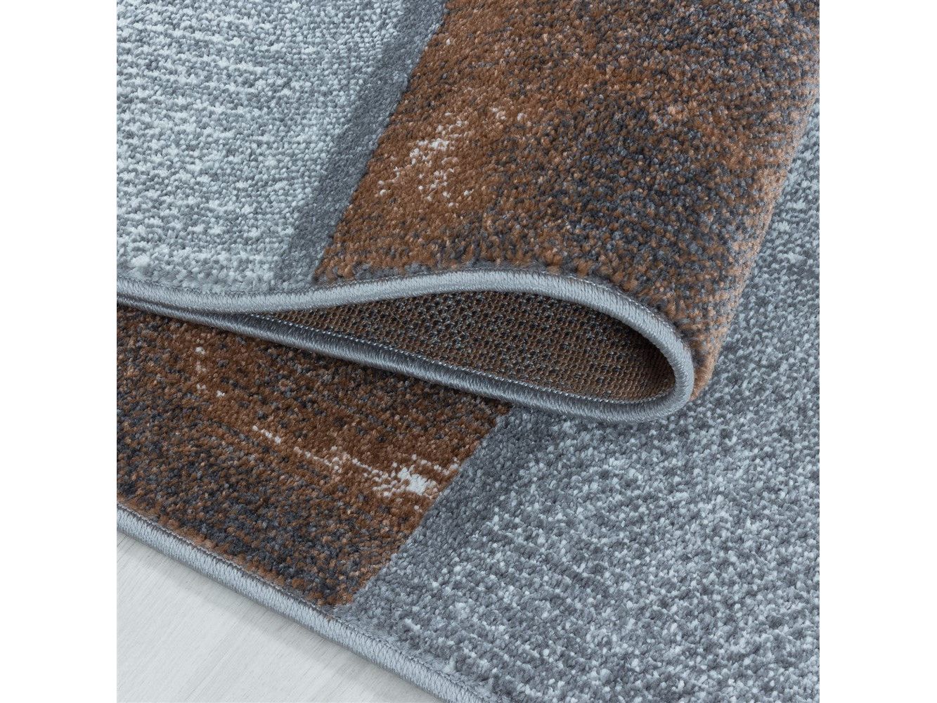 Wohnzimmerteppich Kurzflor Teppich Farbe Terra Quadrat Muster Marmoriert Weich - Image 4