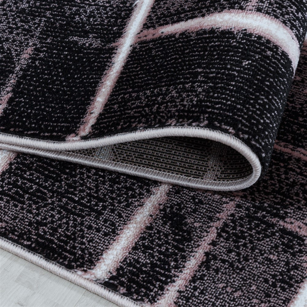Wohnzimmerteppich Kurzflor Teppich Gitter Design Muster Soft Flor Pink - Image 5