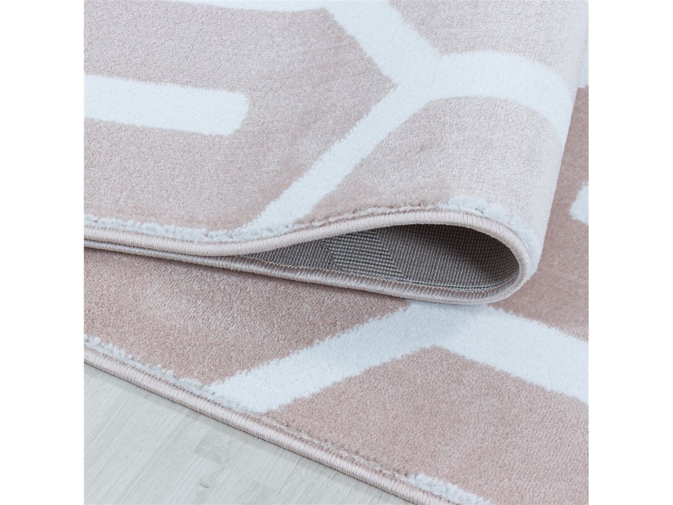 Wohnzimmerteppich Kurzflor Teppich Gitter Design Soft Flor Pink - Image 5