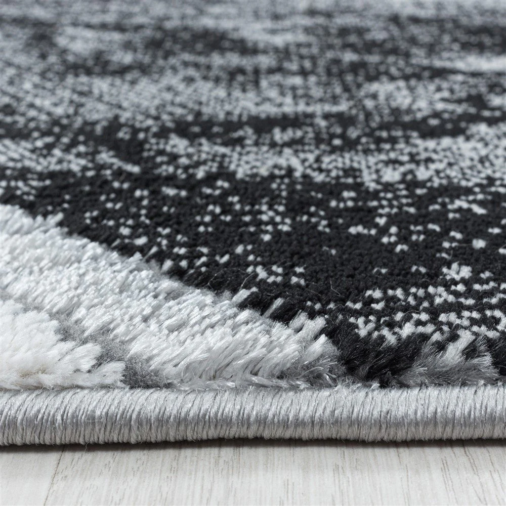 Wohnzimmerteppich Kurzflor Teppich Marmor Design Abstrakt Linien Silber - Image 3