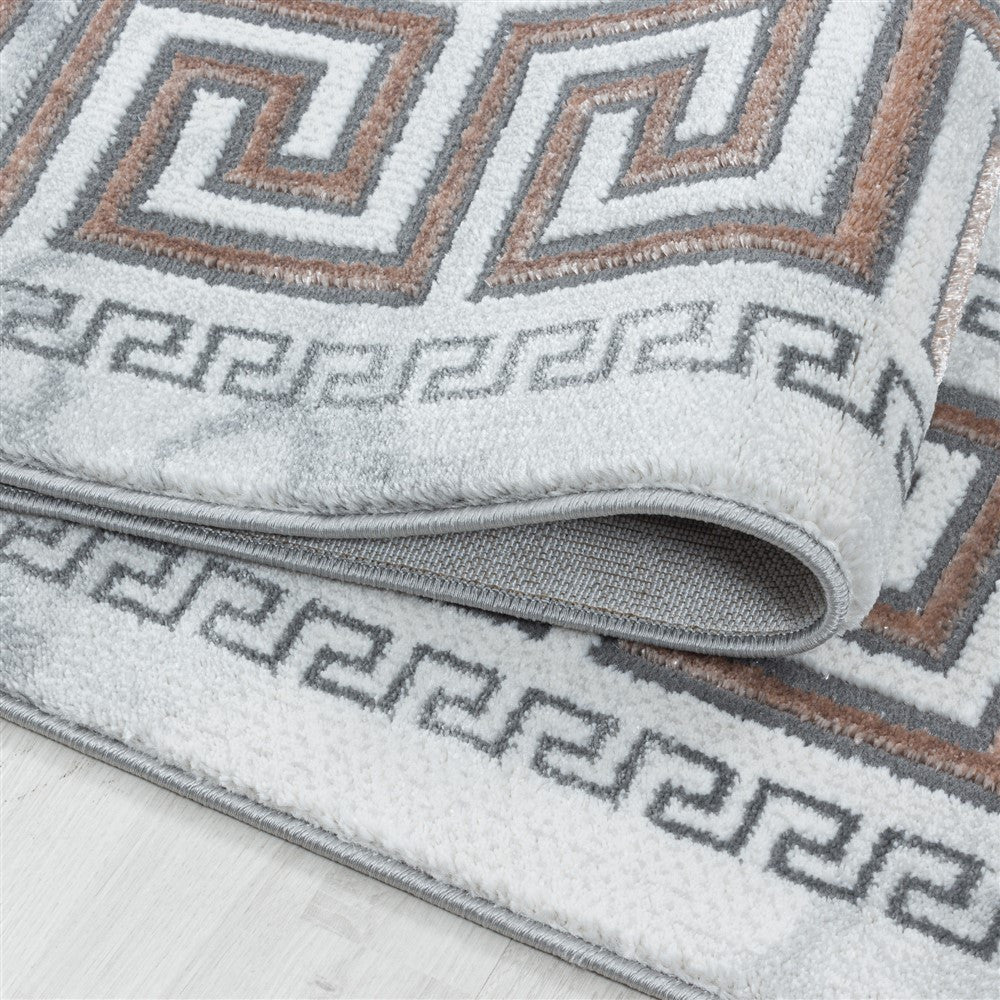 Wohnzimmerteppich Kurzflor Teppich Marmor Design Bordüre Antik Bronze - Image 6