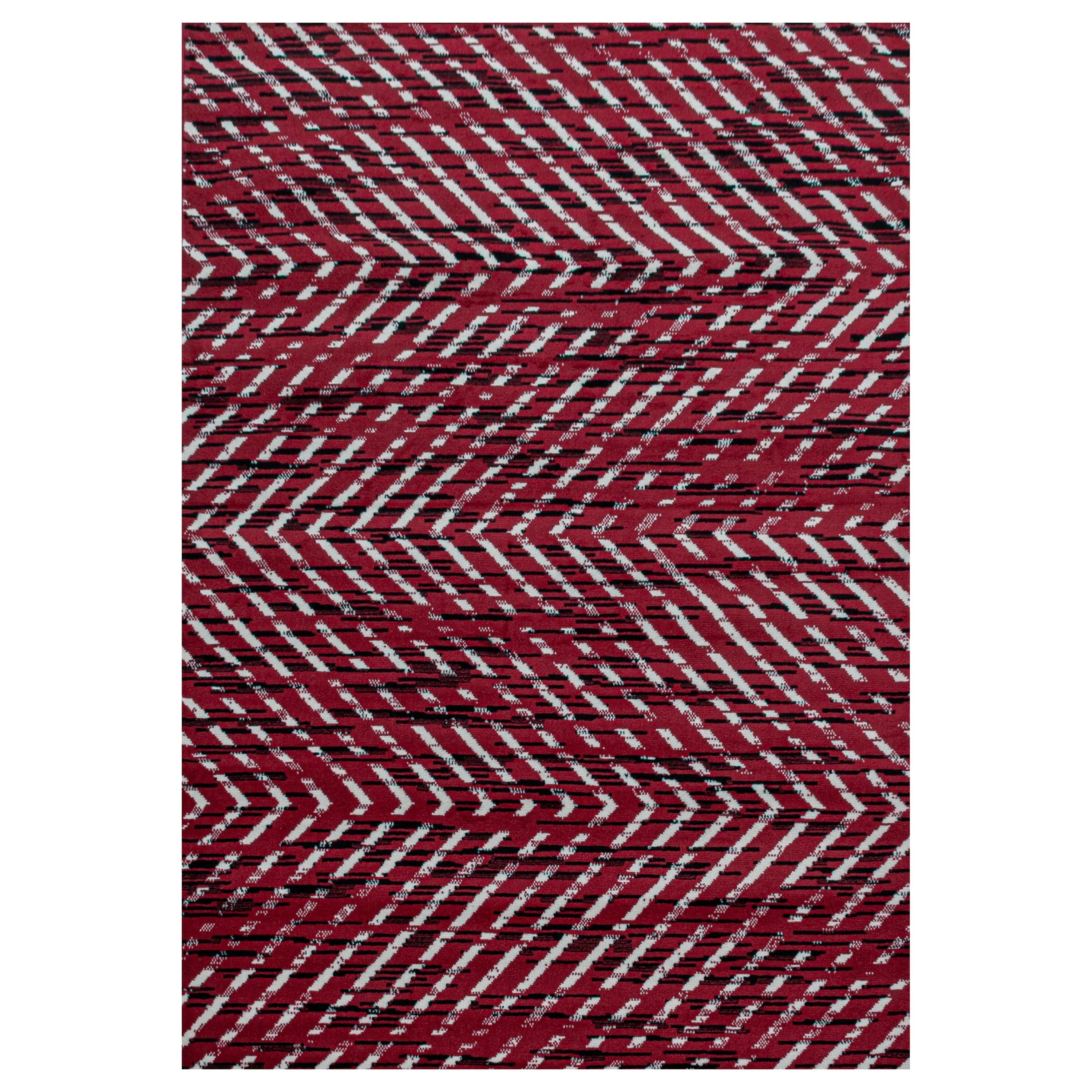Kurzflor Teppich Rot | Modernes Strukturmuster - Image 2
