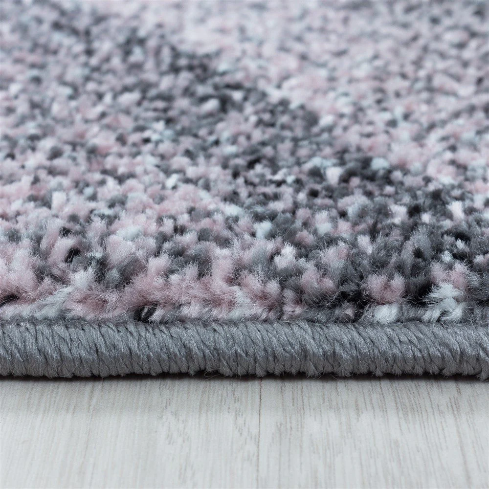 Wohnzimmerteppich Kurzflor Teppich Muster Design Wellen Linien Weich Rosa - Image 5