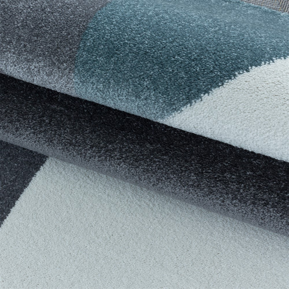 Wohnzimmerteppich Kurzflor Teppich Muster Geometrisch Modern Weich Blau - Image 6