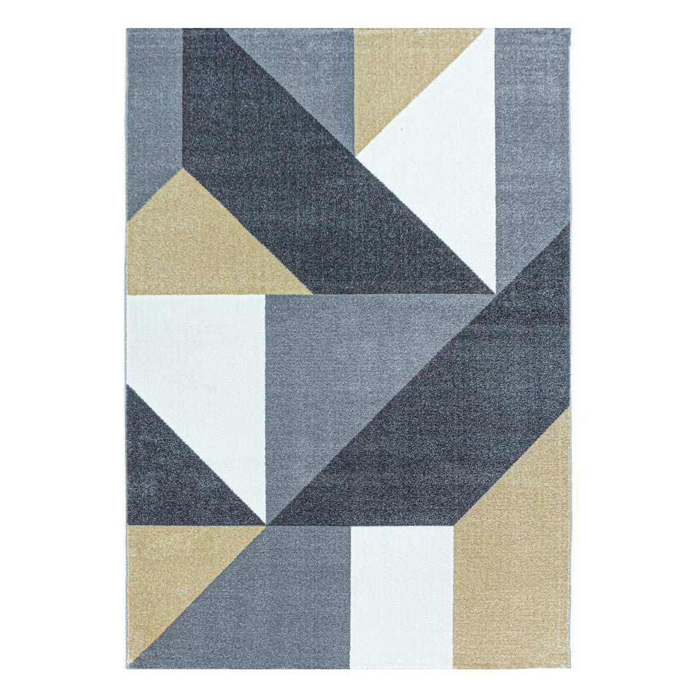 Wohnzimmerteppich Kurzflor Teppich Muster Geometrisch Modern Weich Gelb - Image 3