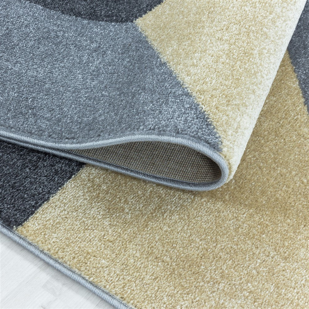 Wohnzimmerteppich Kurzflor Teppich Muster Geometrisch Modern Weich Gelb - Image 5