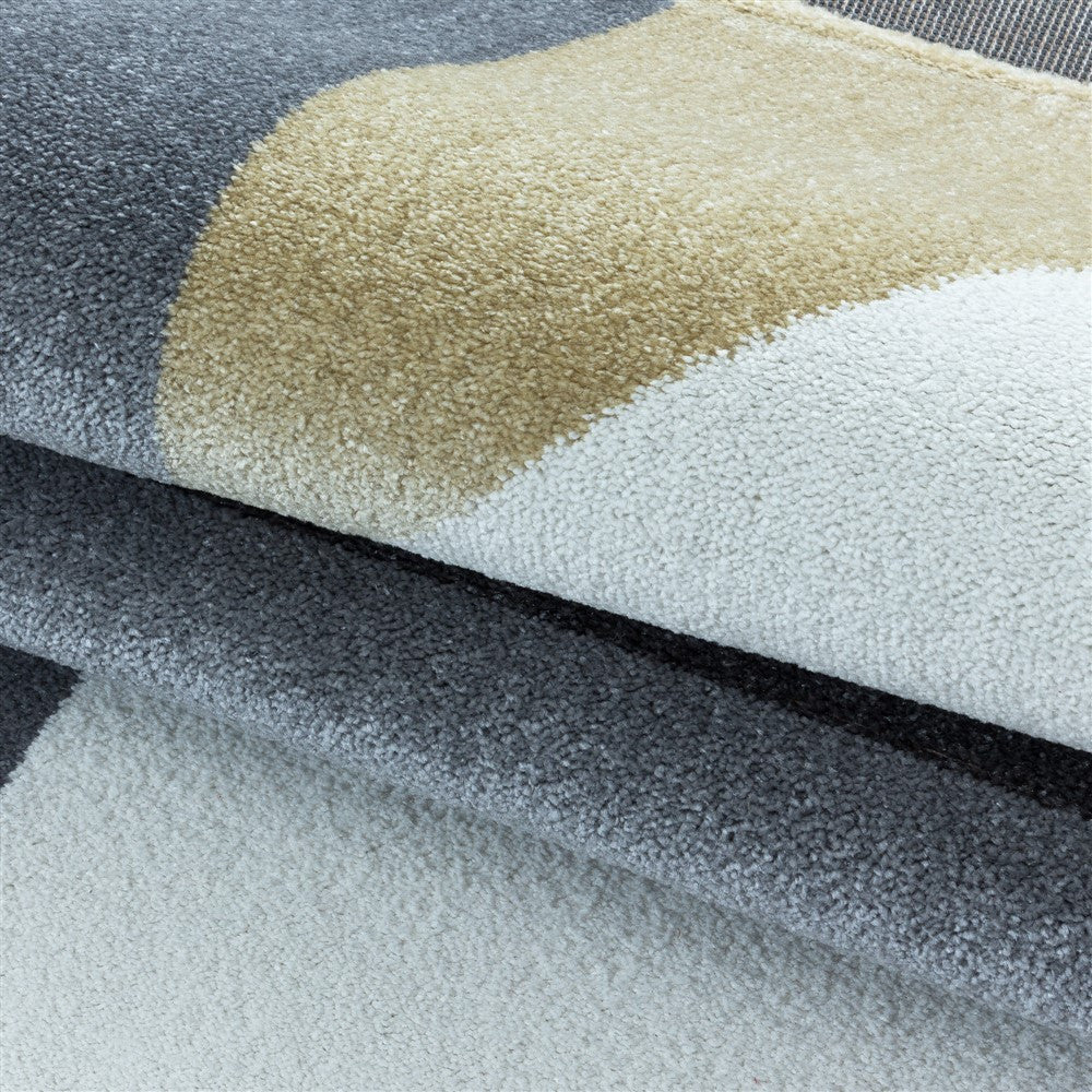 Wohnzimmerteppich Kurzflor Teppich Muster Geometrisch Modern Weich Gelb - Image 6