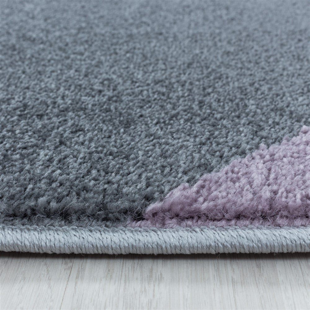 Wohnzimmerteppich Kurzflor Teppich Muster Geometrisch Modern Weich Lila - Image 3