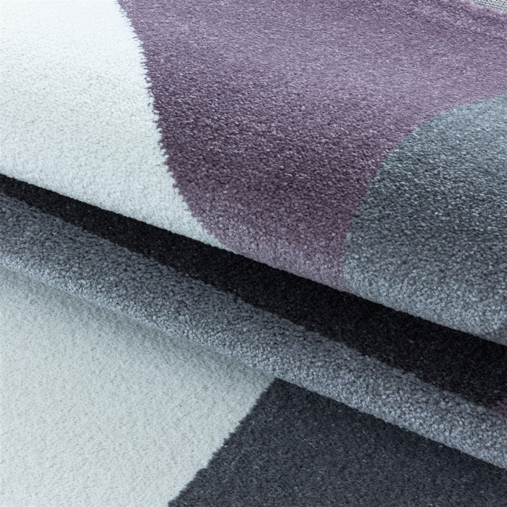 Wohnzimmerteppich Kurzflor Teppich Muster Geometrisch Modern Weich Lila - Image 6