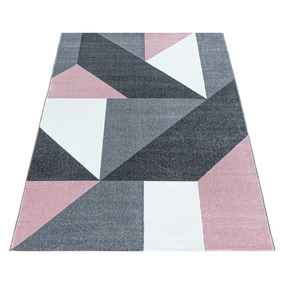 Wohnzimmerteppich Kurzflor Teppich Muster Geometrisch Modern Weich Pink - Image 3
