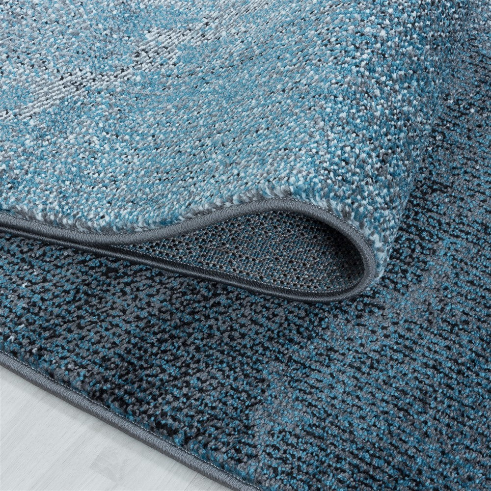 Wohnzimmerteppich Kurzflor Teppich Muster Verwischt Marmoriert Weich Blau - Image 6