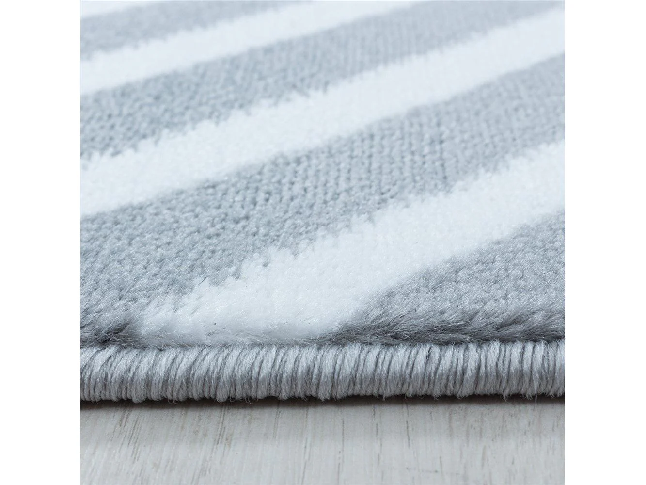 Wohnzimmerteppich Kurzflor Teppich Rauten Gitter Design Soft Flor Grau - Image 3