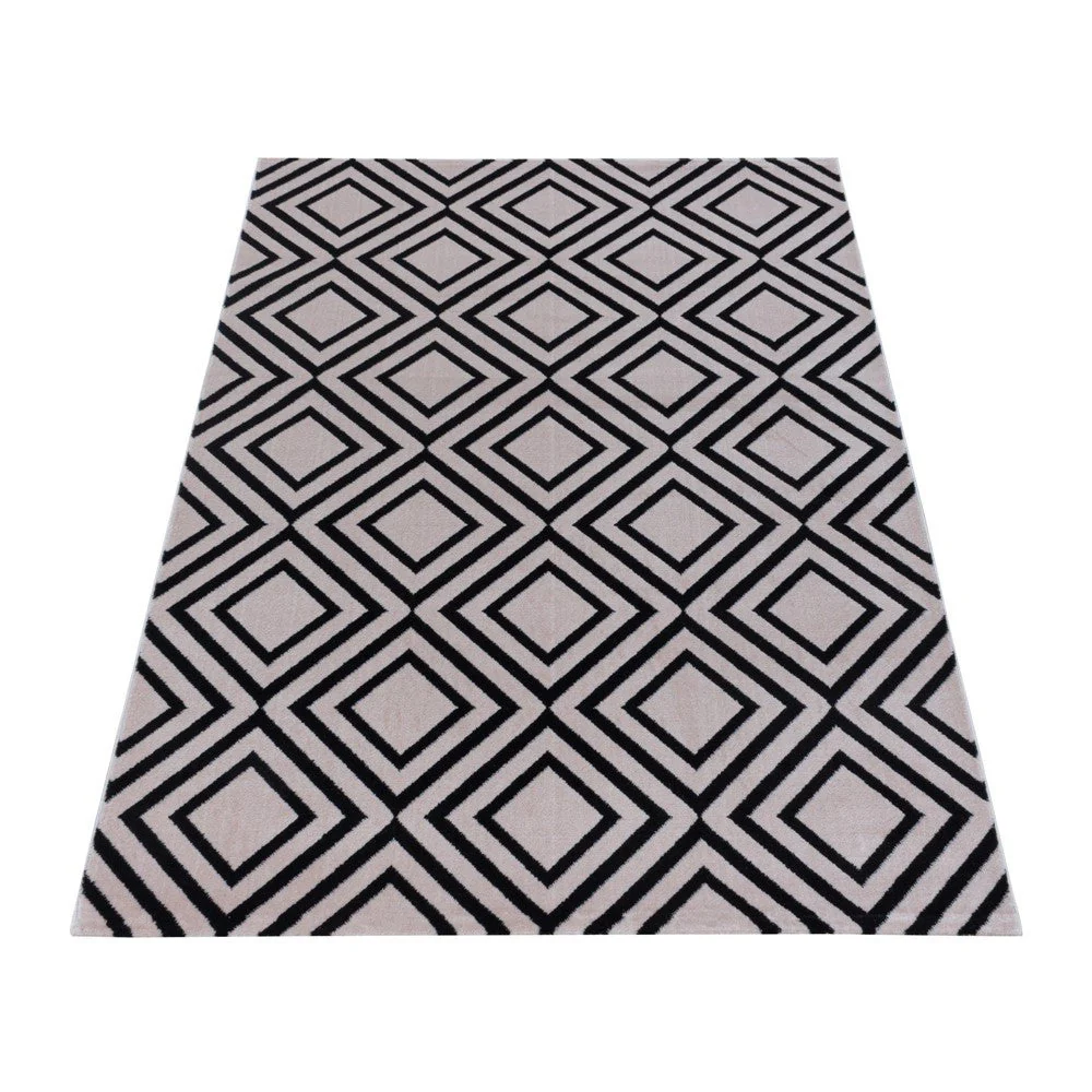 Wohnzimmerteppich Kurzflor Teppich Rauten Gitter Design Soft Flor Pink - Image 3