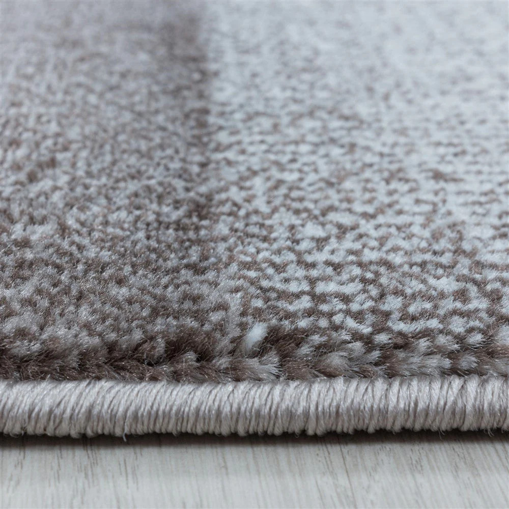Wohnzimmerteppich Kurzflor Teppich Viereck Gitter Design Braun - Image 4