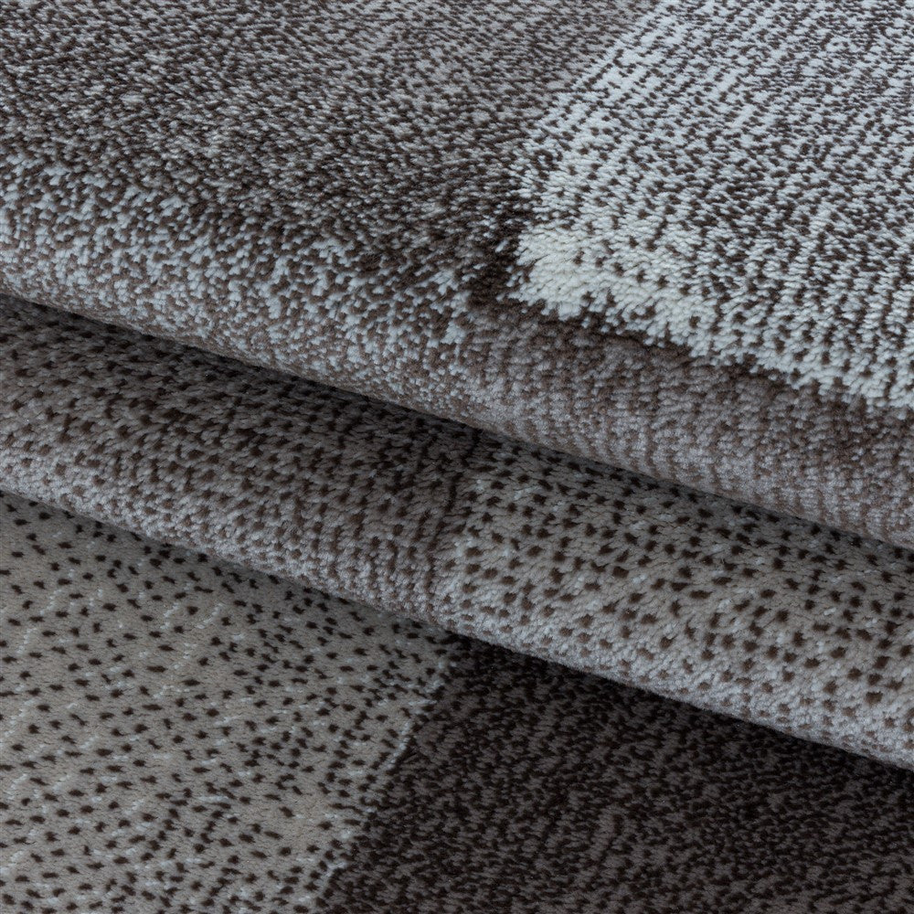 Wohnzimmerteppich Kurzflor Teppich Viereck Gitter Design Braun - Image 6