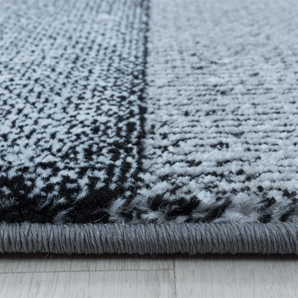 Wohnzimmerteppich Kurzflor Teppich Viereck Gitter Design Schwarz - Image 4