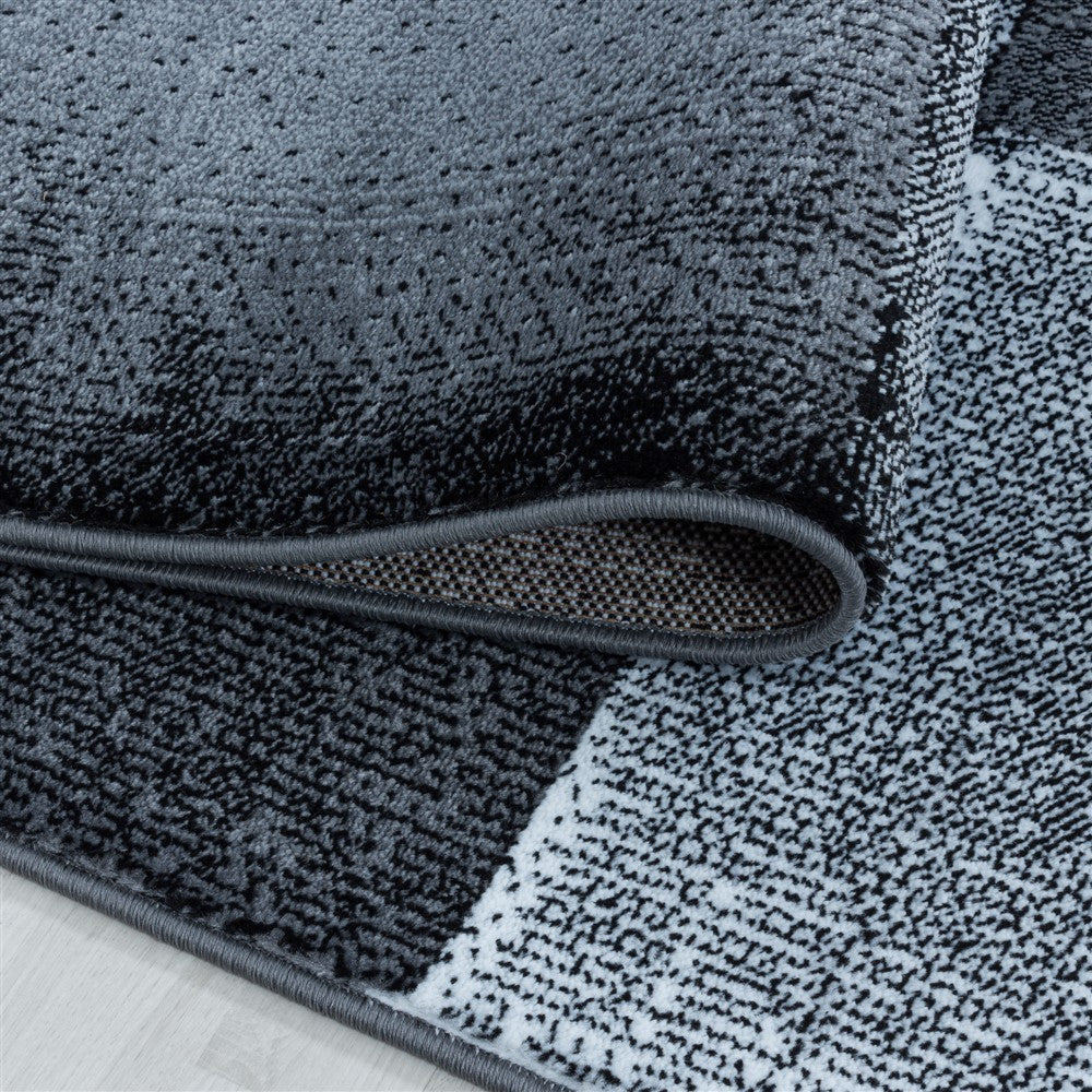 Wohnzimmerteppich Kurzflor Teppich Viereck Gitter Design Schwarz - Image 5