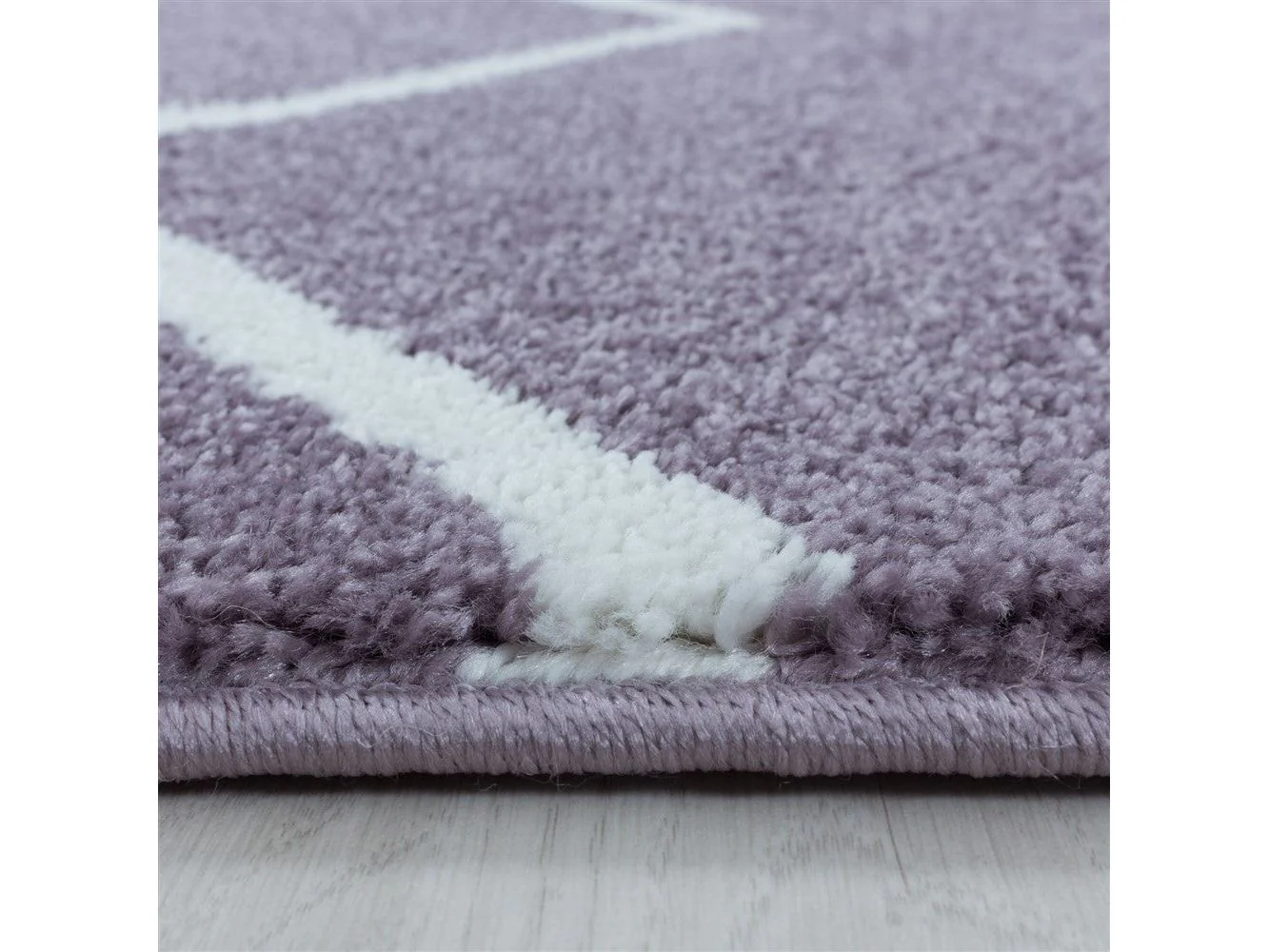 Moderner Kurzflor Teppich in Lila: Wellen Linien Design - Image 5