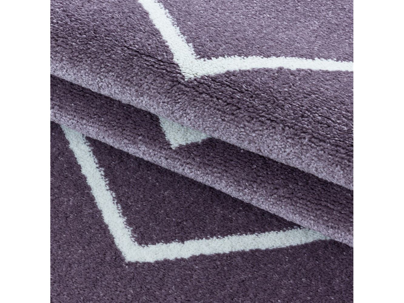 Moderner Kurzflor Teppich in Lila: Wellen Linien Design - Image 6
